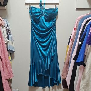 Elegant Blue Strapless Dress
